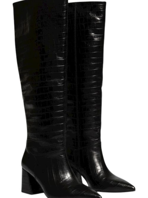 BERNY BLACK CROCO  WOMEN'S TOP BOOTS