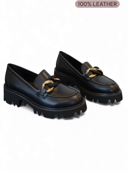 DIEGO BLACK 100% GENUINE LEATHER WOMEN'S LOAFERS