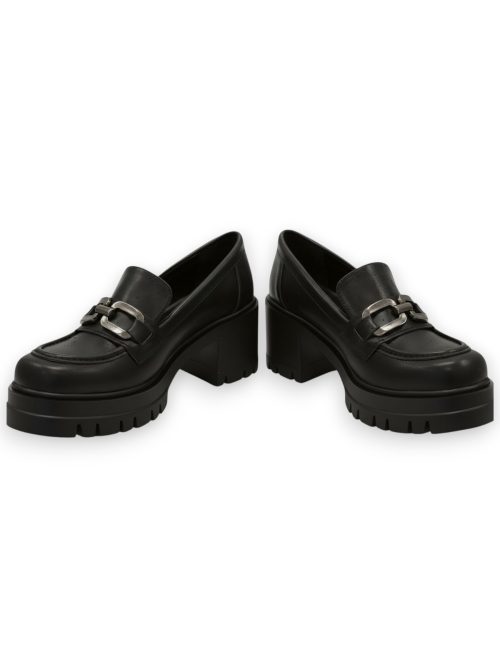 SAVANNA MATTE BLACK WOMEN'S HEELED LOAFERS