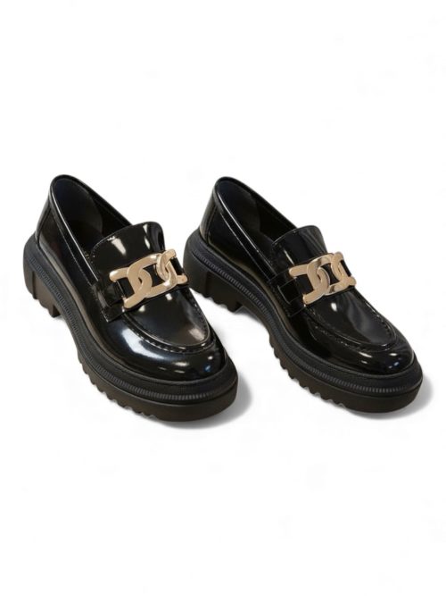 ODETTA BLACK GLOSSY WOMEN'S LOAFERS