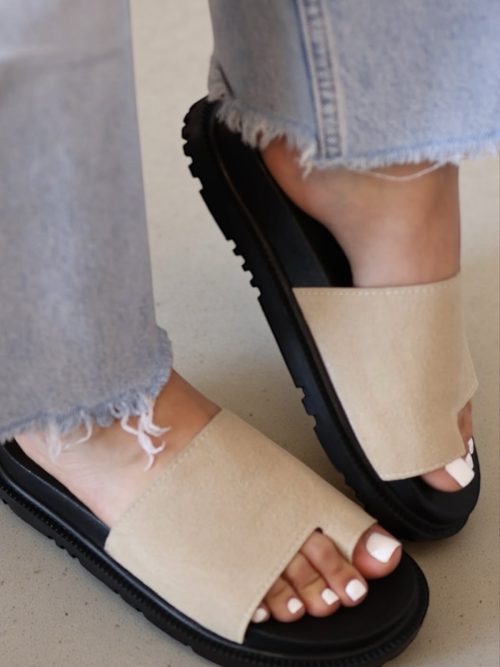 BEE BEIGE SUEDE WOMEN'S SLIPPERS