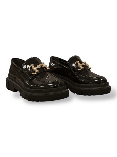 ZAYN BLACK GLOSSY WOMEN'S LOAFERS
