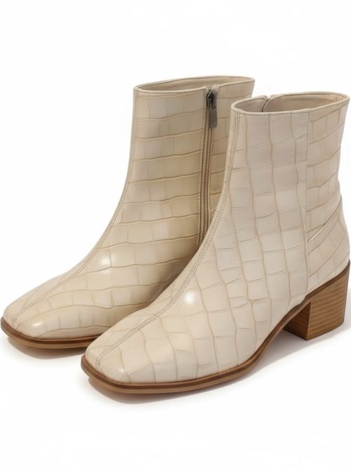 ELLIE BEIGE CROCO WOMEN'S BOOTS