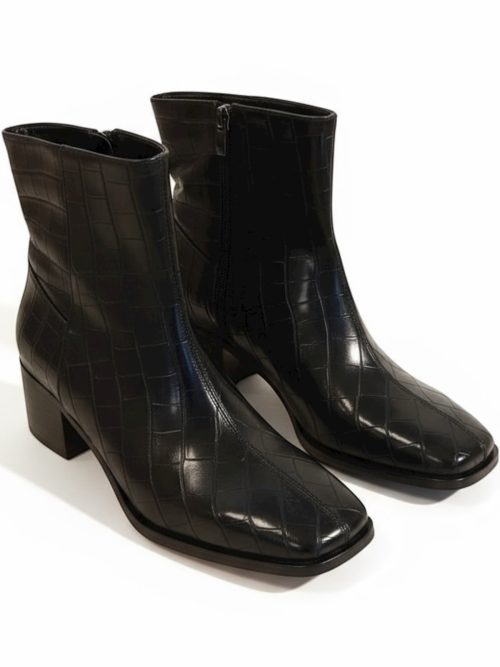 ELLIE BLACK CROCO WOMEN'S BOOTS