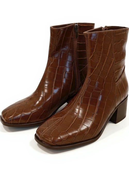 ELLIE BROWN CROCO WOMEN'S BOOTS