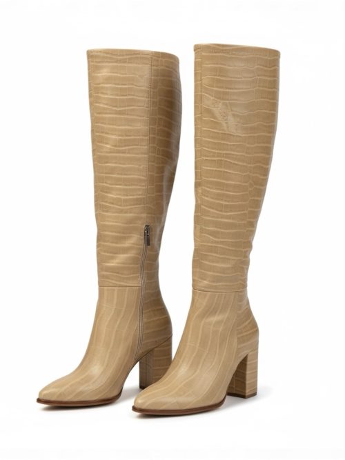 SAWYER NUDE CROCO WOMEN'S BOOTS