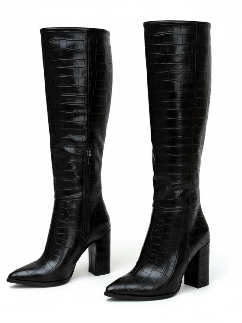 SAWYER BLACK CROCO WOMEN'S BOOTS