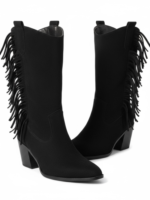 LATTE BLACK SUEDEWOMEN'S COWBOY BOOTS