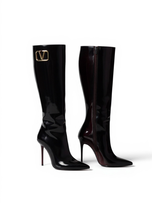 ALEXA MAXI BLACK GLOSSY WOMEN'S BOOTS