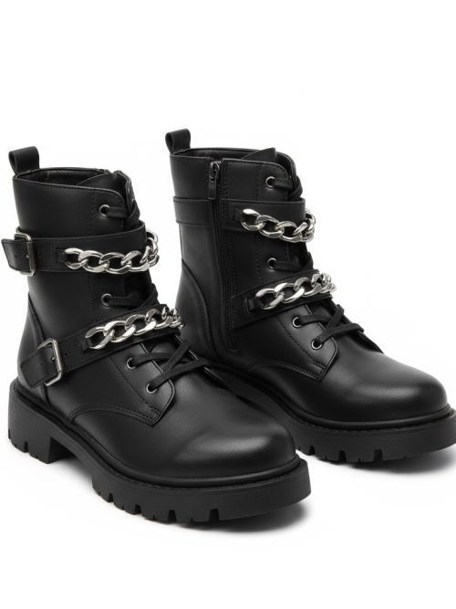 ALEA BLACK LEATHER WOMEN'S FLAT BOOTS