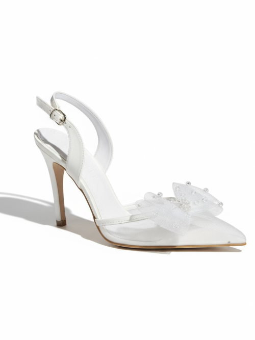 RIBBON WHITE WOMEN'S HEELS