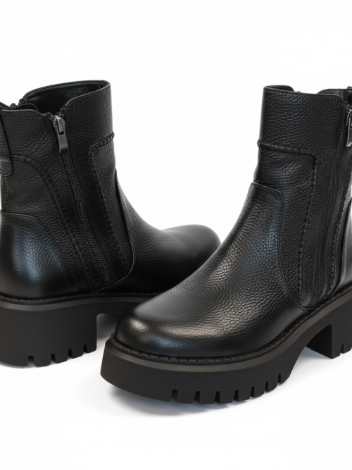 RICE BLACK-GENUINE LEATHER WOMEN'S BOOTS