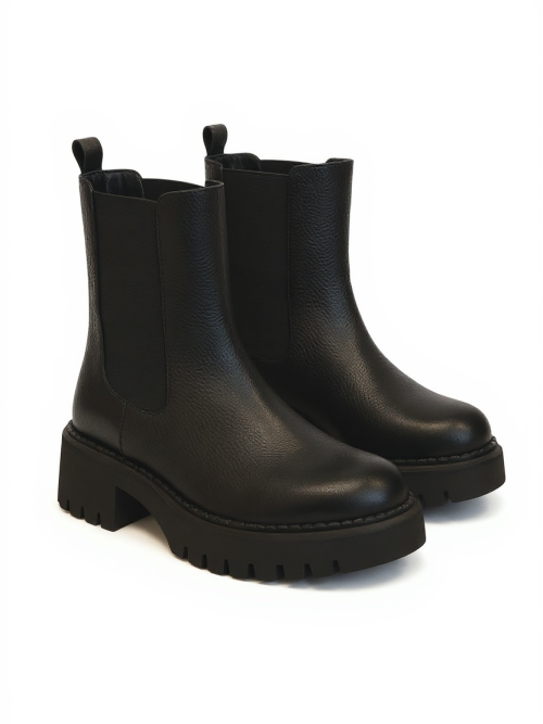 CREAM BLACK- GENUINE LEATHER WOMEN'S BOOTS