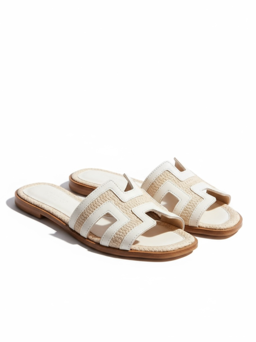 ROBBY WHITE/BEIGE  WOMEN'S SLIPPERS