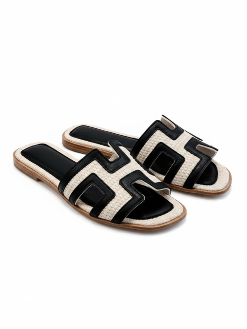 ROBBY BLACK/BEIGE  WOMEN'S SLIPPERS