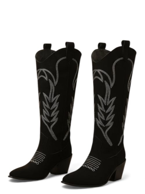 AMSTERDAM BLACK SUEDE COWBOY BOOTS