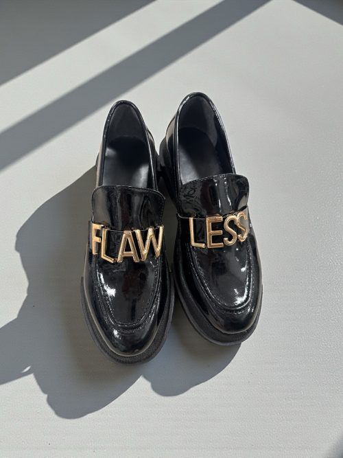 FLAWLESS BLACK GLOSSY WOMEN'S LOAFERS