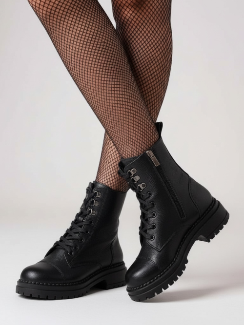 JIMMY BLACK 100% GENUINE LEATHER WOMEN'S FLAT BOOTS